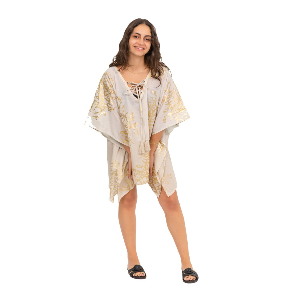 Kaftan dress with gold - silver print