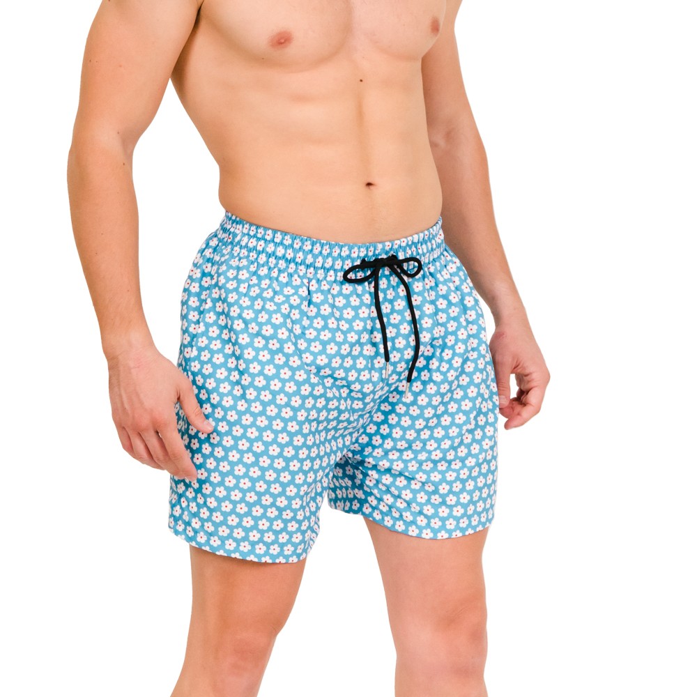 Men's Swim Shorts Daisies Motive Ciel