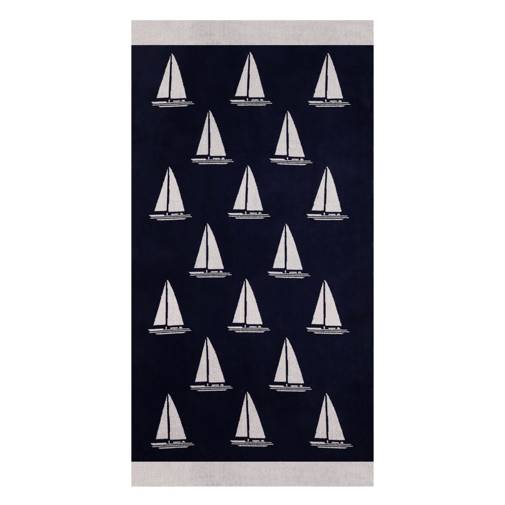 Towel Jacquard Velvet Sailing Ships...