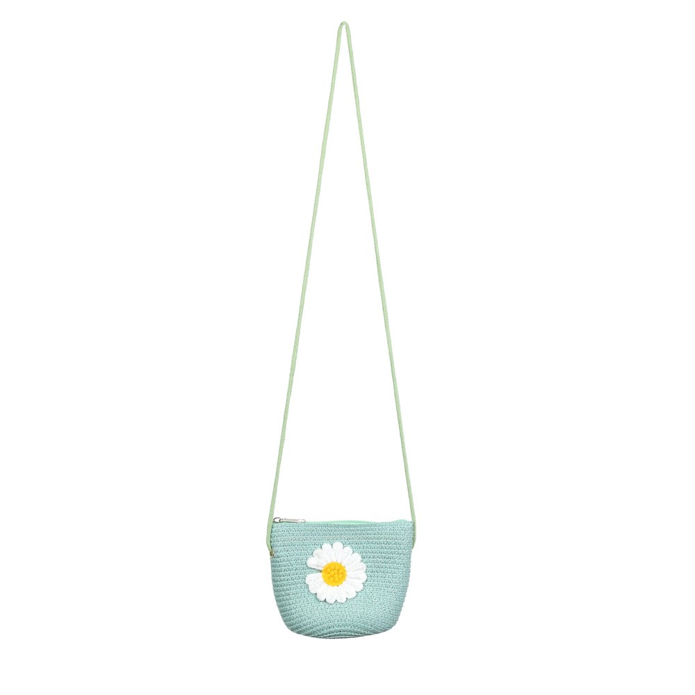 Straw Shoulder Bag with Daisy