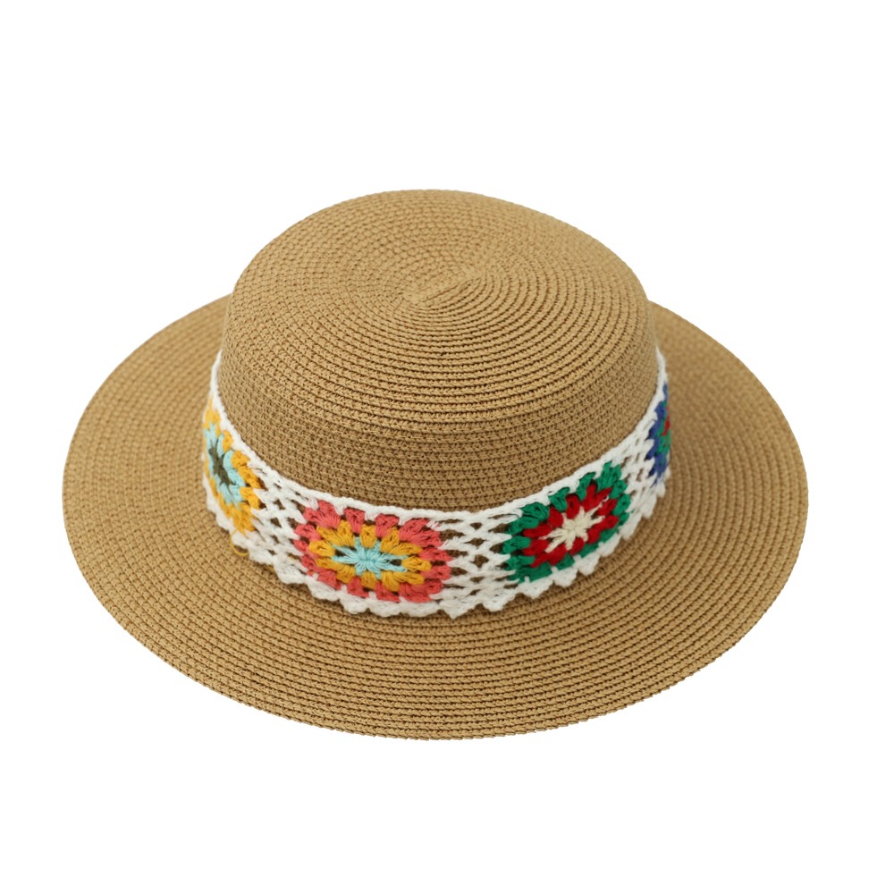 Classic Straw Hat with Knitted Ribbon