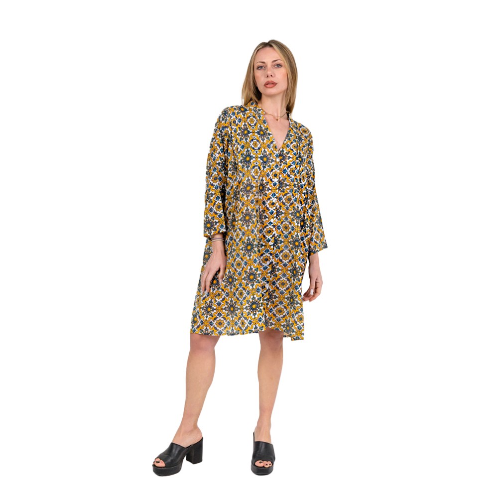 Shirt dress midi with printed motive