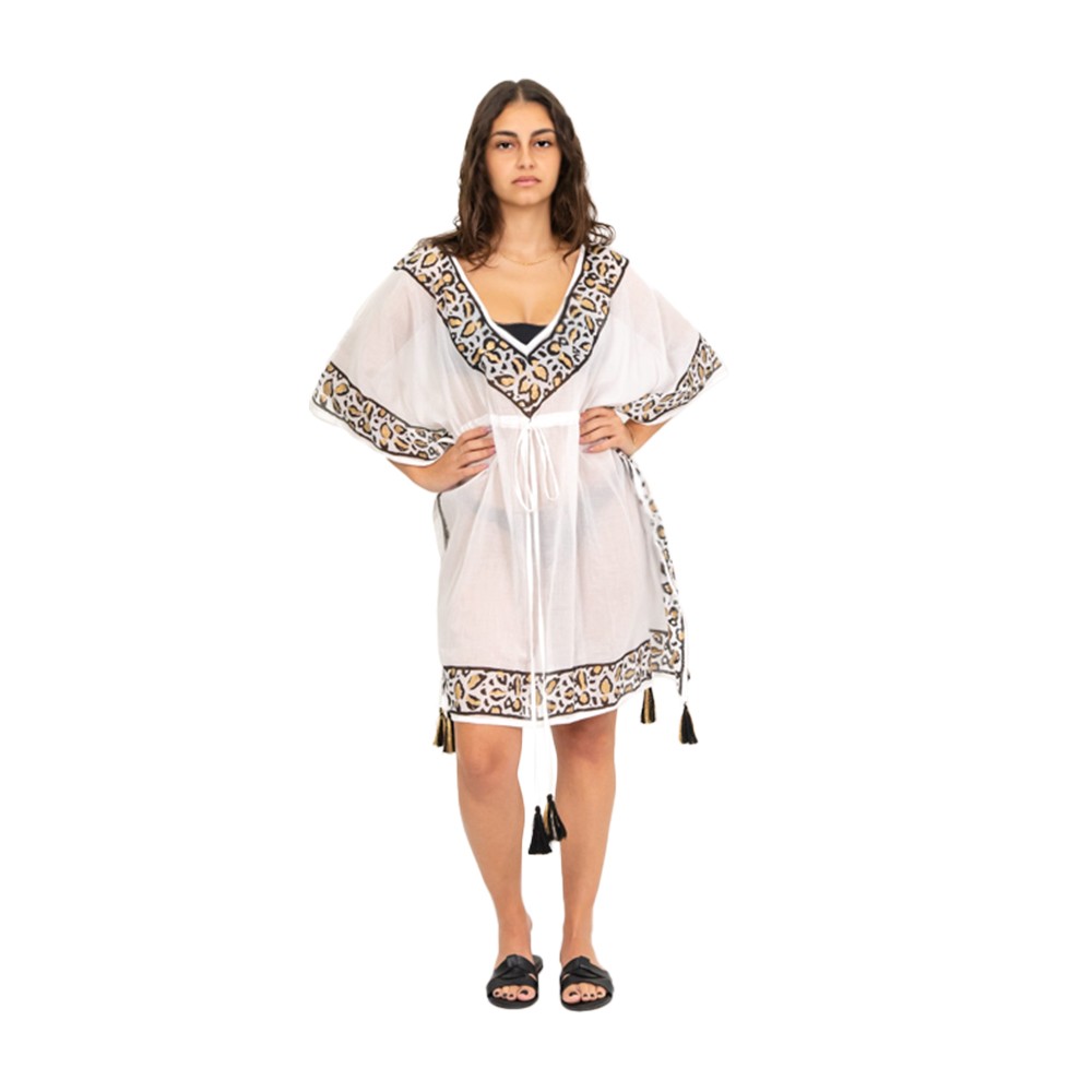 Kaftan dress with animal print motive