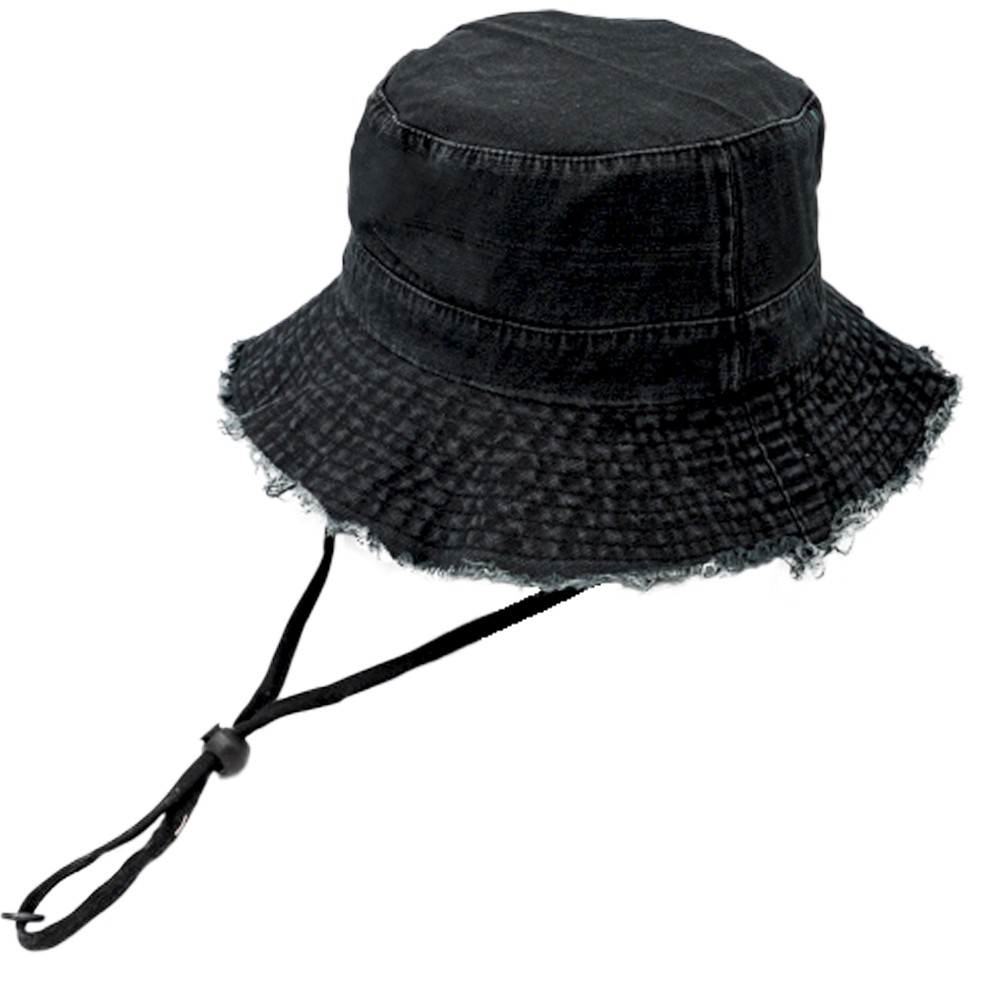 Unisex Bucket Hat with Fringed Edge