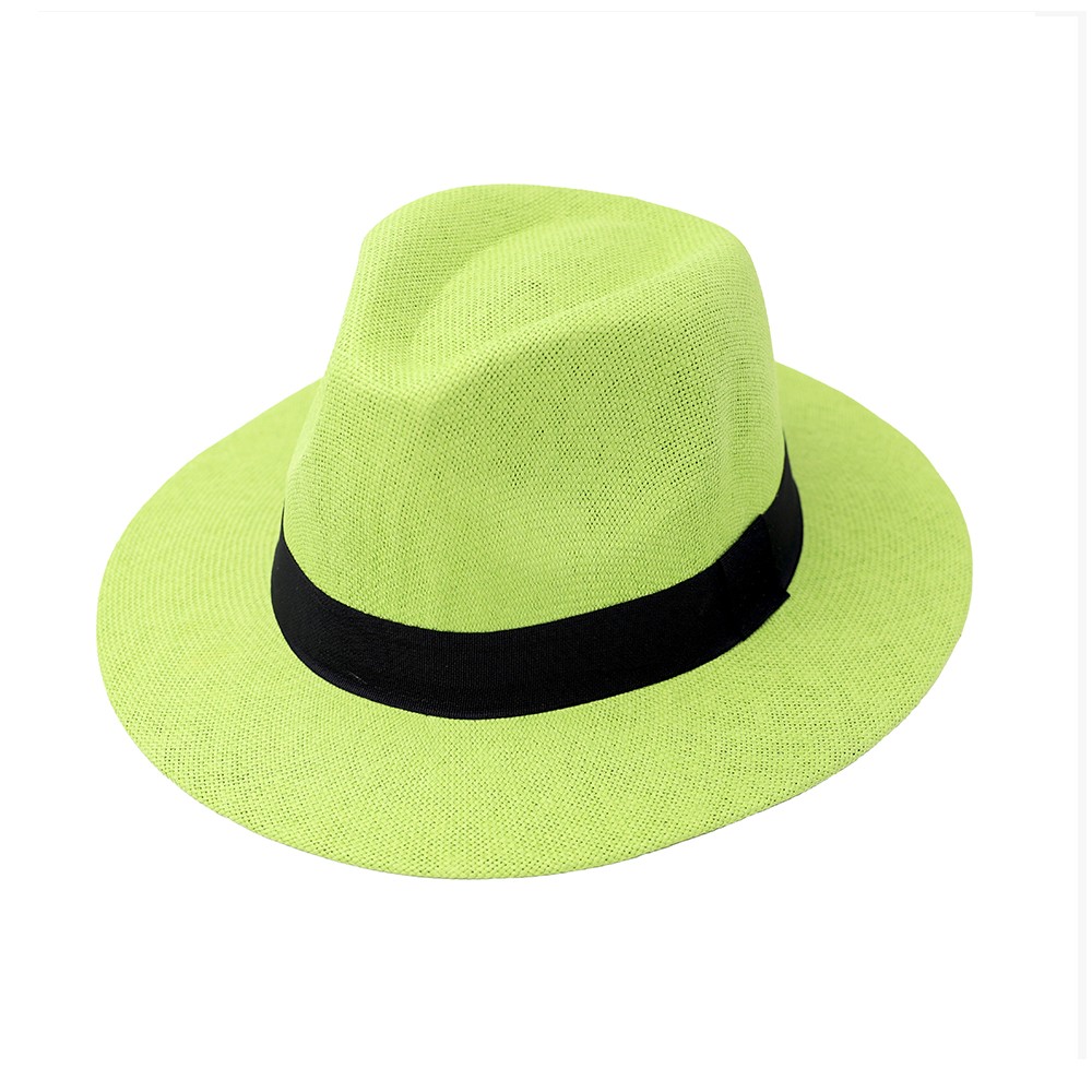 Straw Hat Panama style with black Ribbon