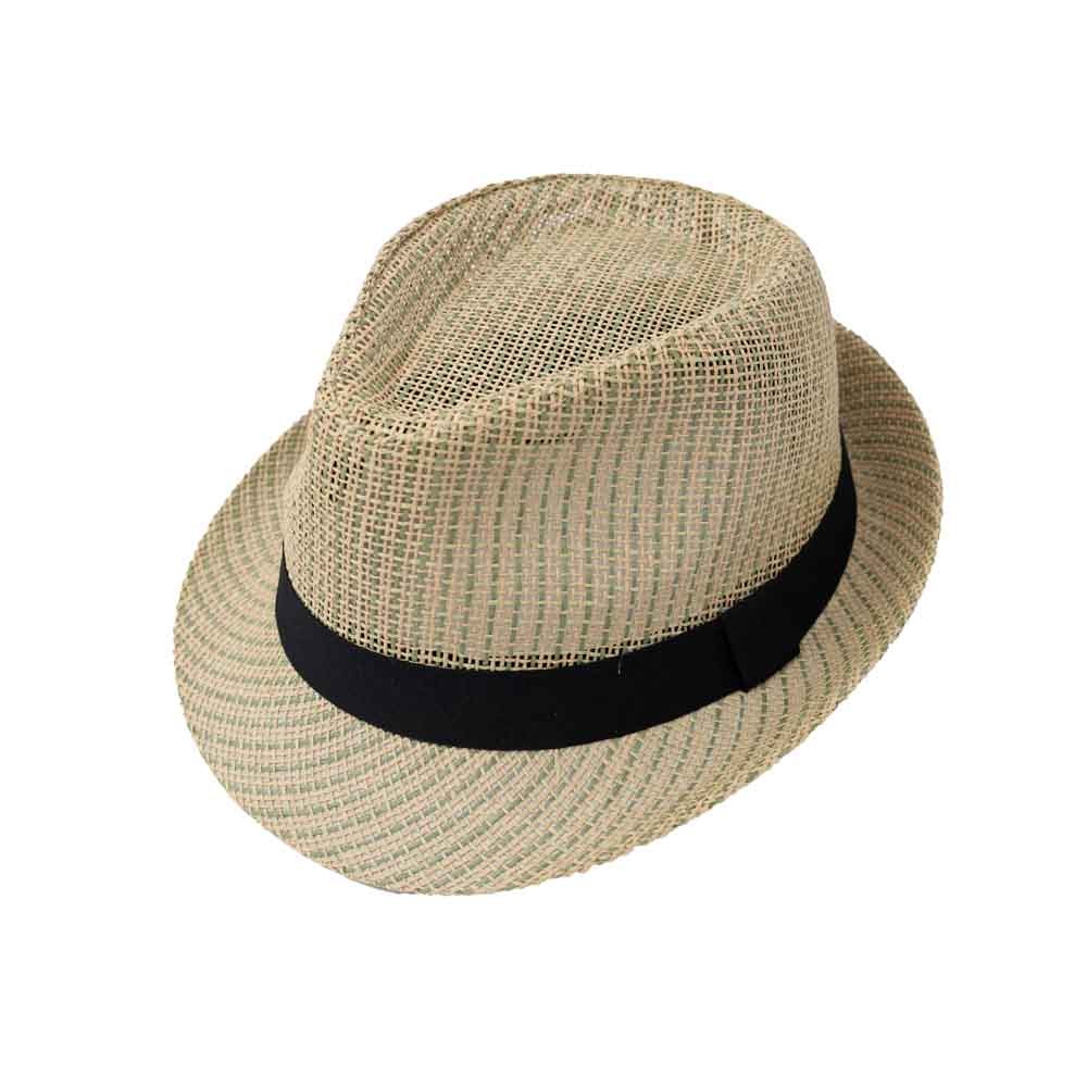 Men's Straw Trilby Hat with Ribbon