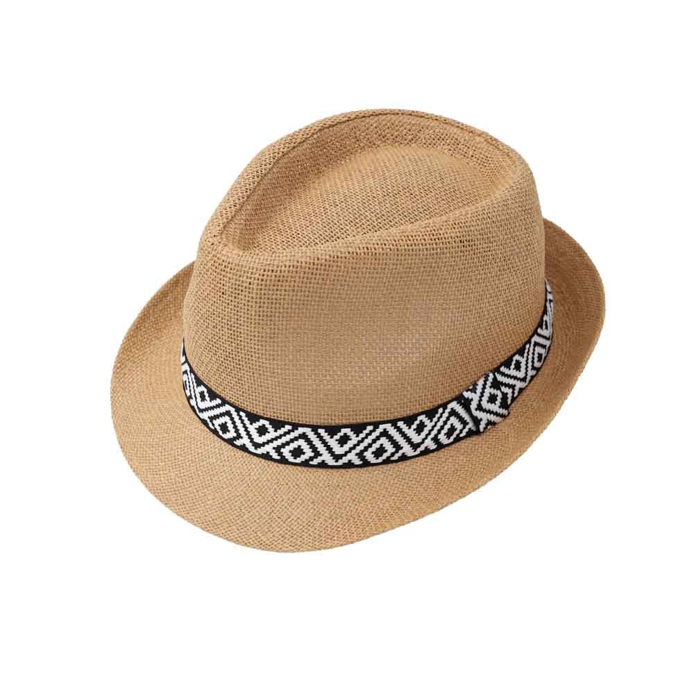 Men's Straw Trilby Hat with Ribbon