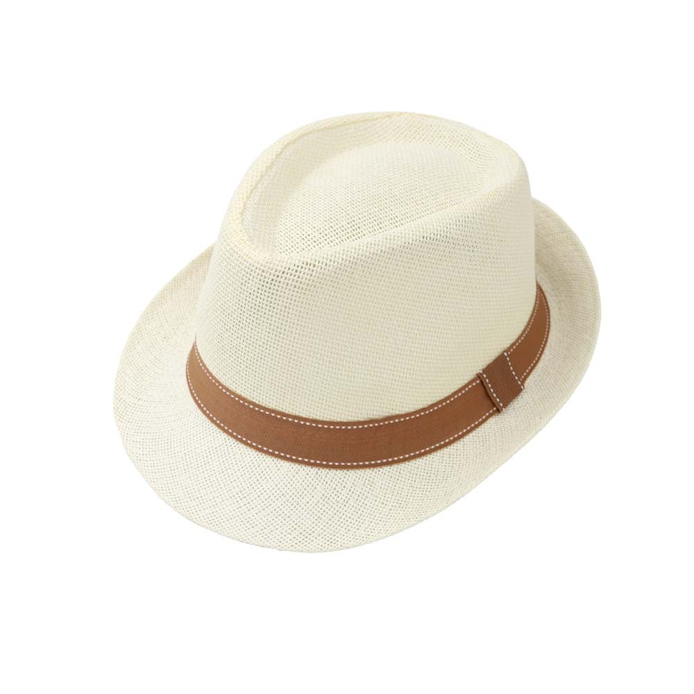 Men's Straw Trilby Hat with Ribbon