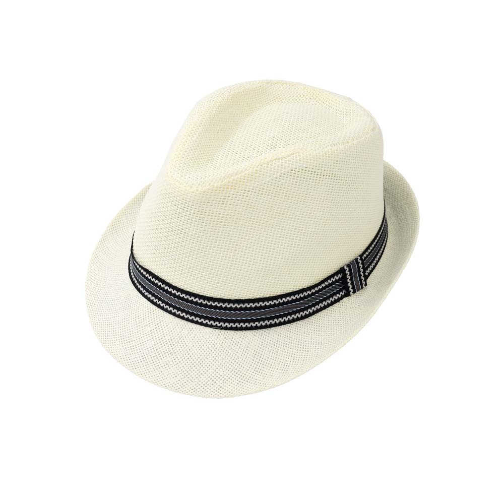 Men's Straw Trilby Hat with Ribbon