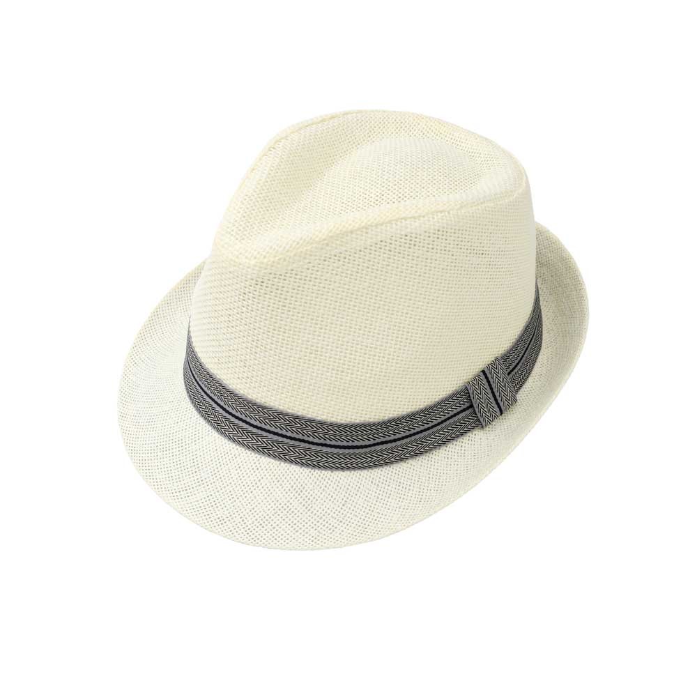 Men's Straw Trilby Hat with Ribbon