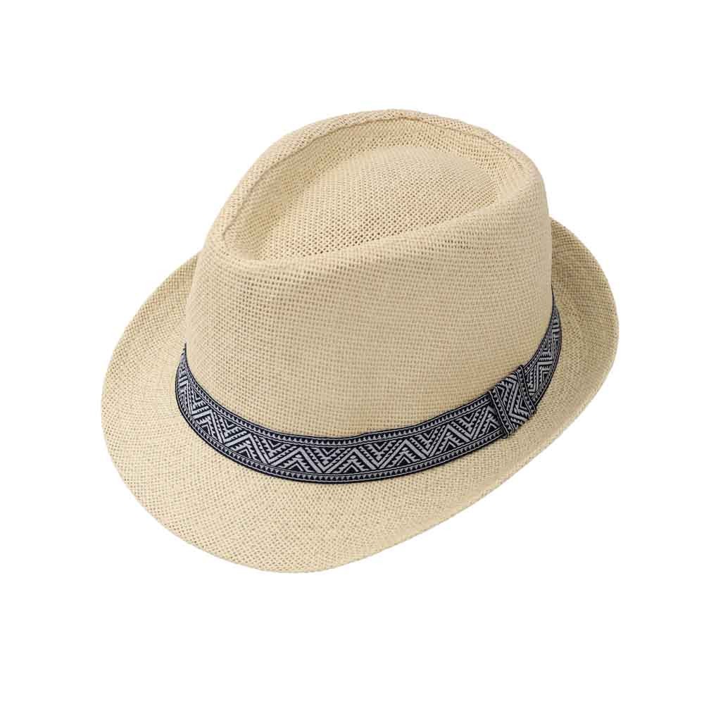 Men's Straw Trilby Hat with Ribbon