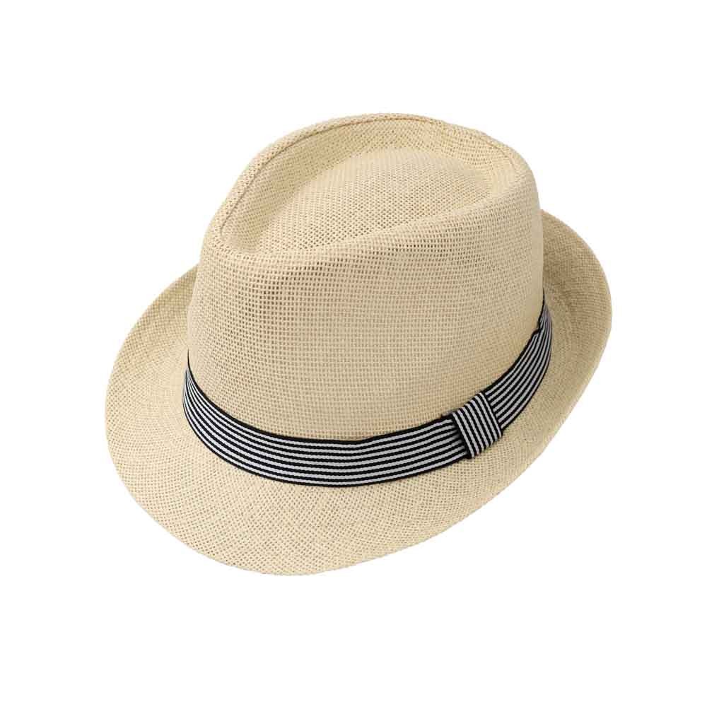 Men's Straw Trilby Hat with Ribbon