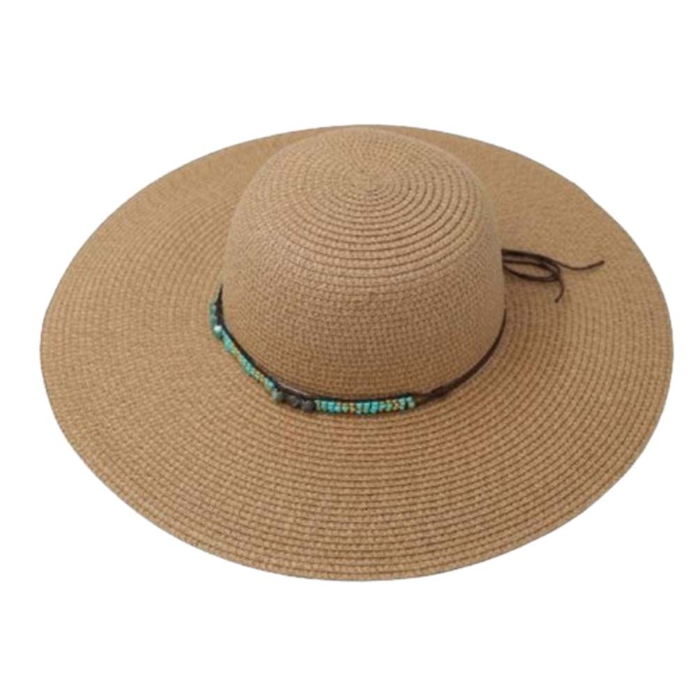 Straw Hat With Cord and Beads