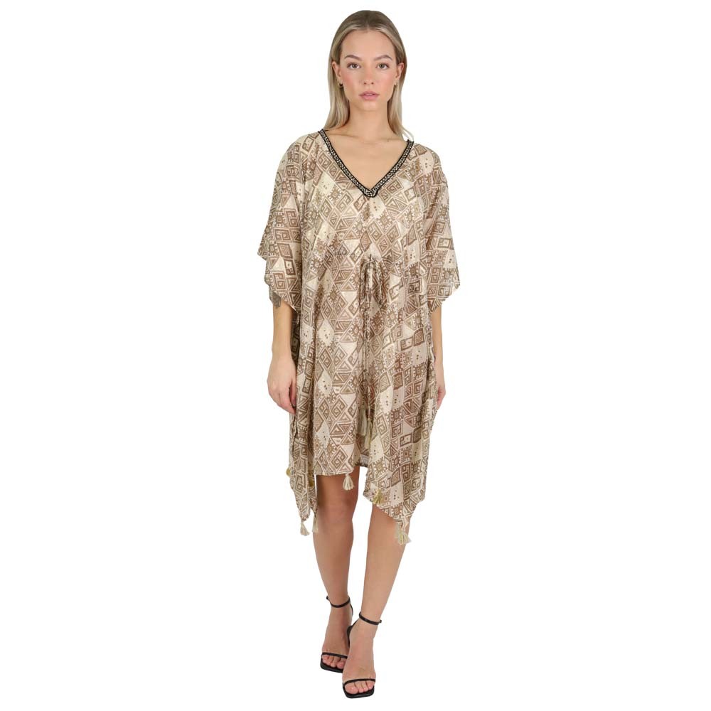 Kaftan dress with gold - silver print