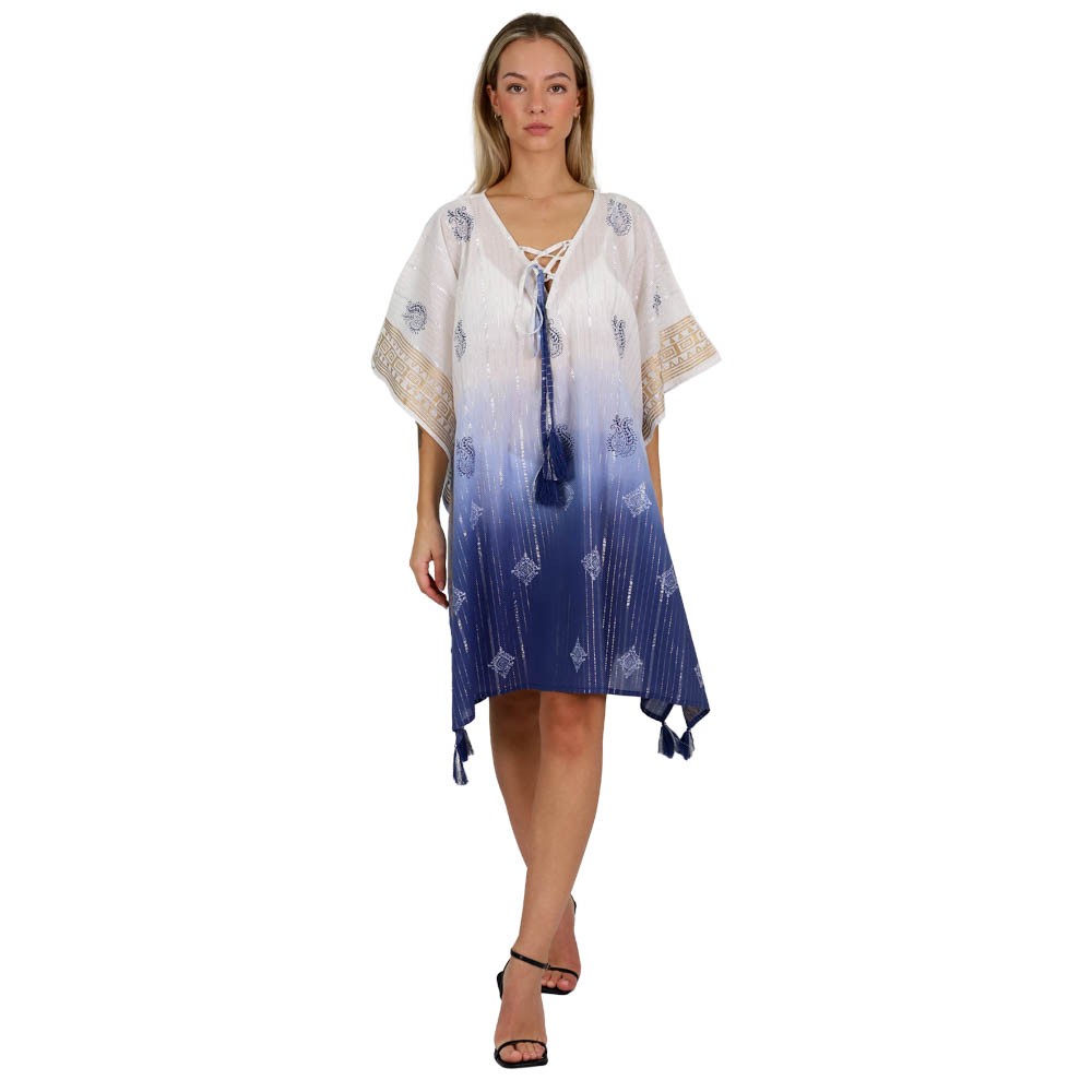 Kaftan dress with gold - silver print