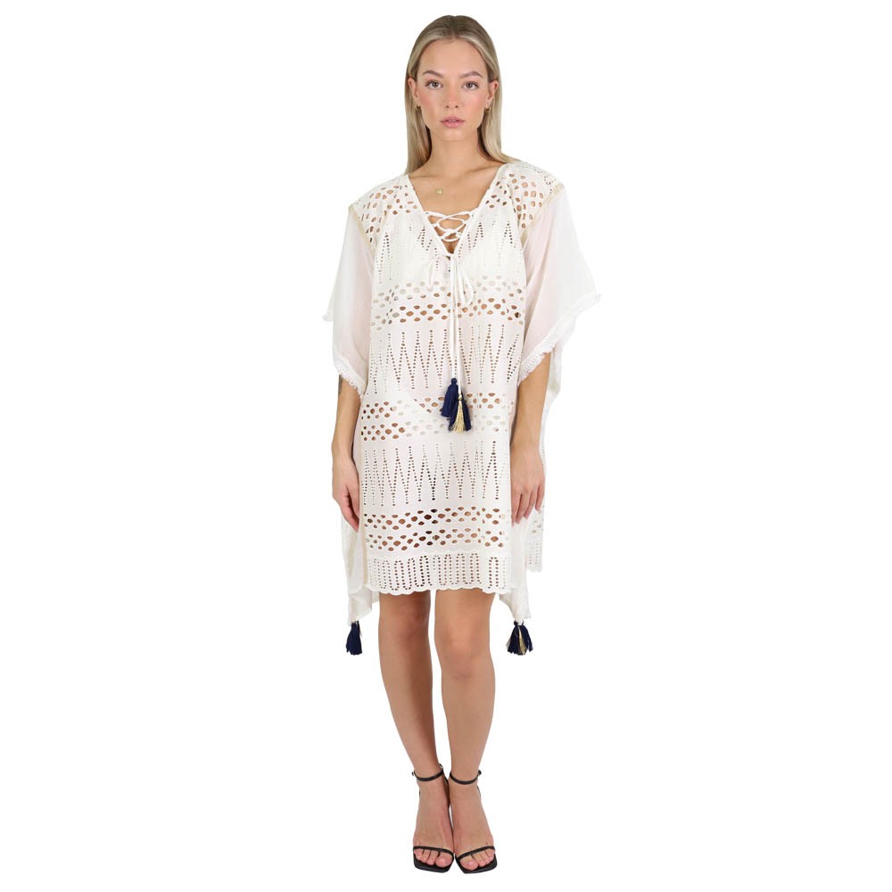 Shirt dress white with embroidered...