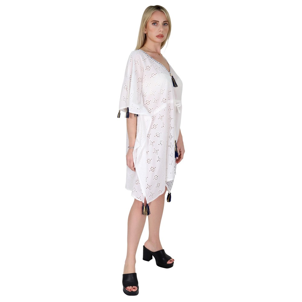 Shirt dress white with embroidered...