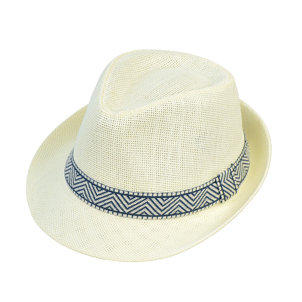 Men's Straw Trilby Hat with Ribbon