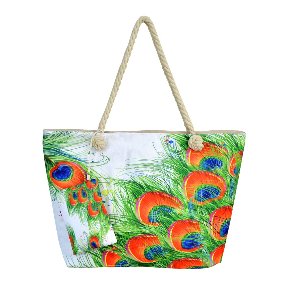 Beach store bag peacocks