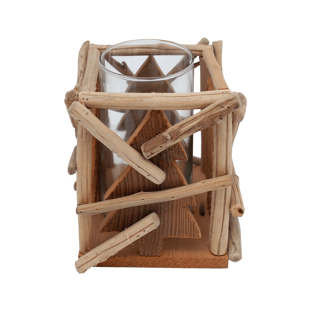 Wood Candle Holder Stand 18x16x14cm