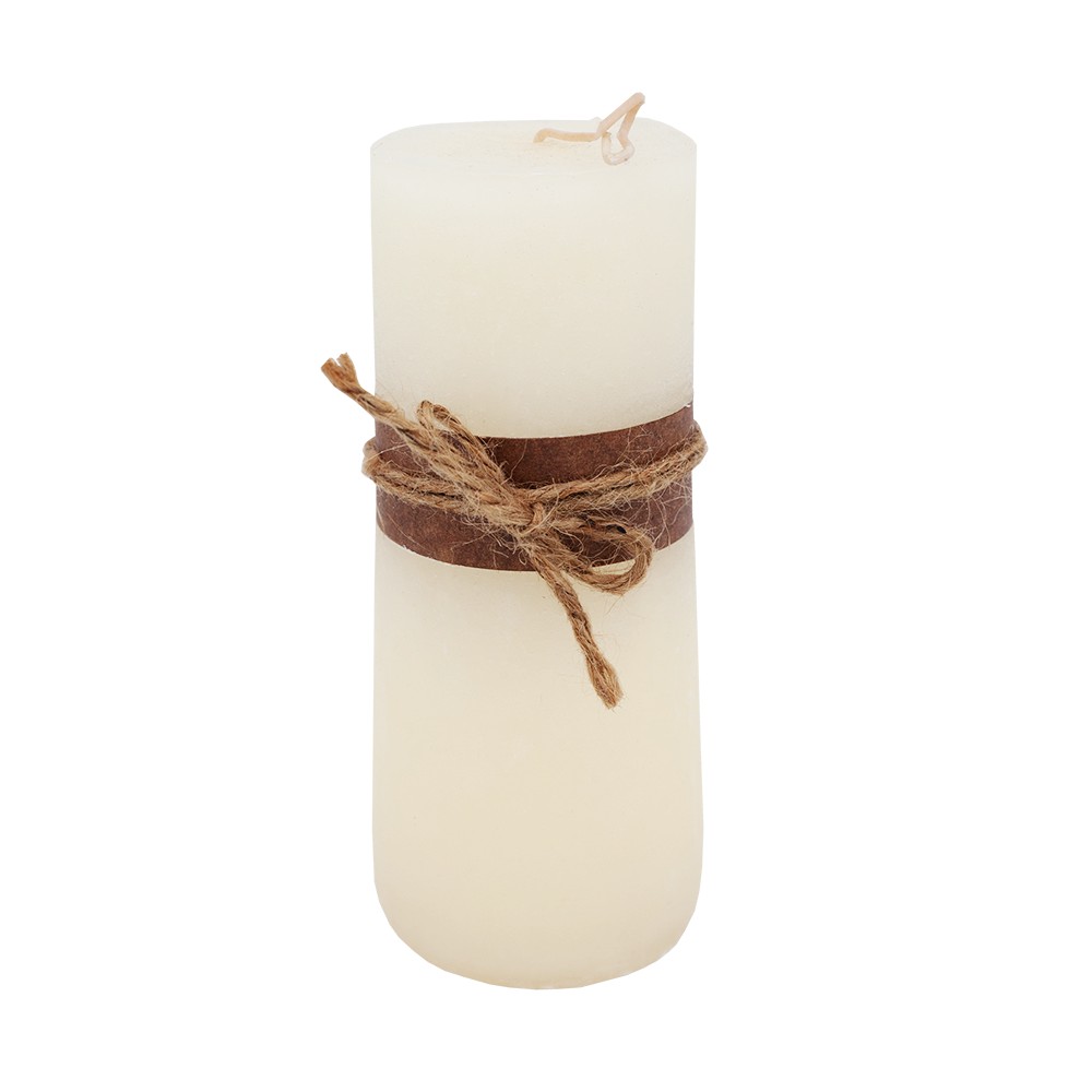 Candle White With Rope 20x7cm