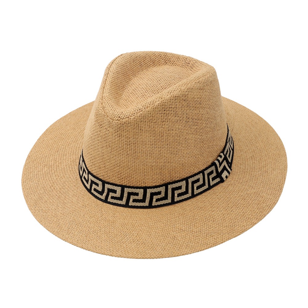 Straw Hat with Small Ribbon Meander...