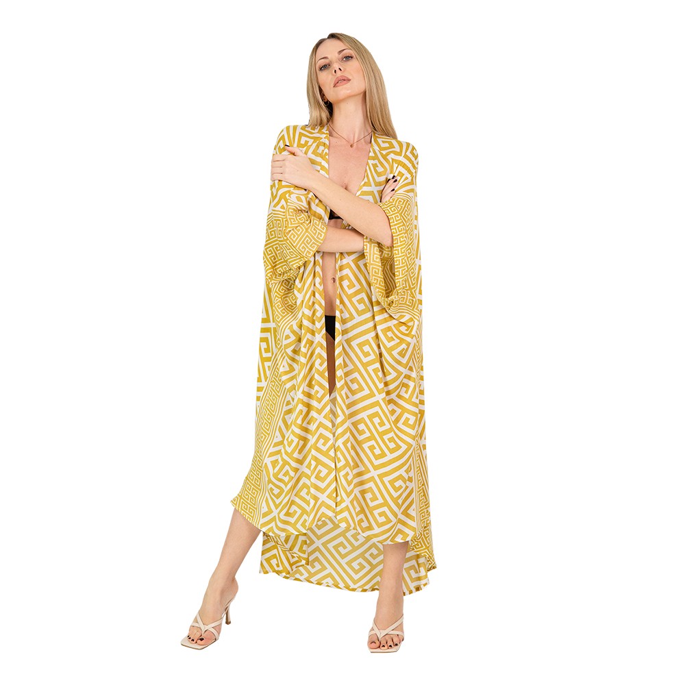 Maxi Summer Kimono Meandros Gold