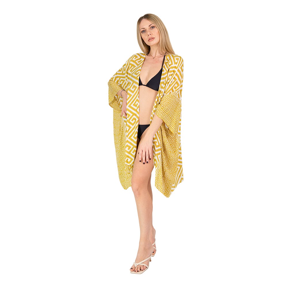 Midi Summer Kimono Meandros Gold