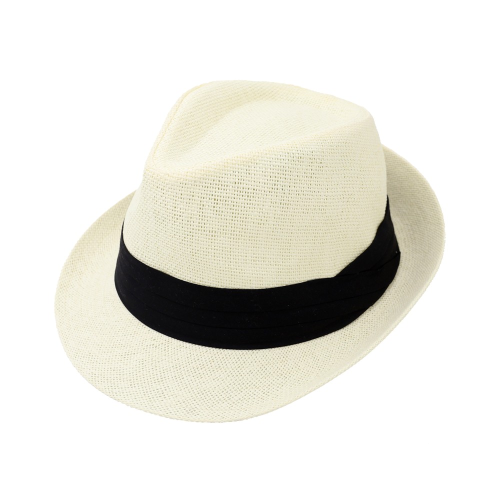 Straw Hat With Black Ribbon