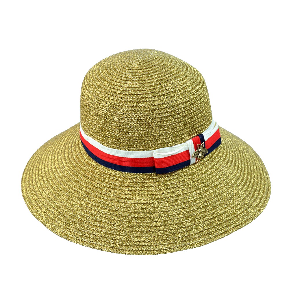 Woman's Straw Hat With Coloured Ribbon